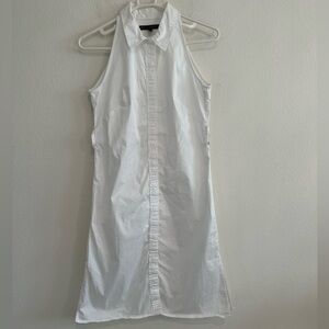 White House Black Market White Sleeveless Collared Midi Shirt Dress